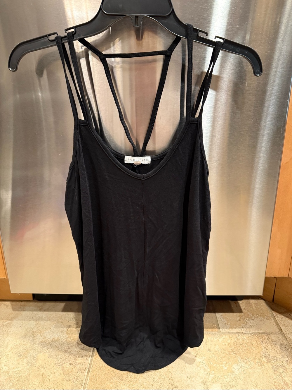 Socialite Black Strappy Camisole Tank Top